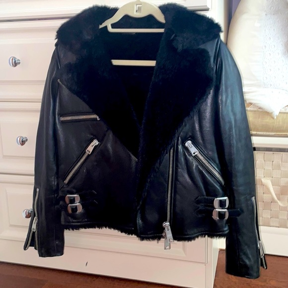 All Saints Jackets & Blazers - All Saints leather/fur jacket